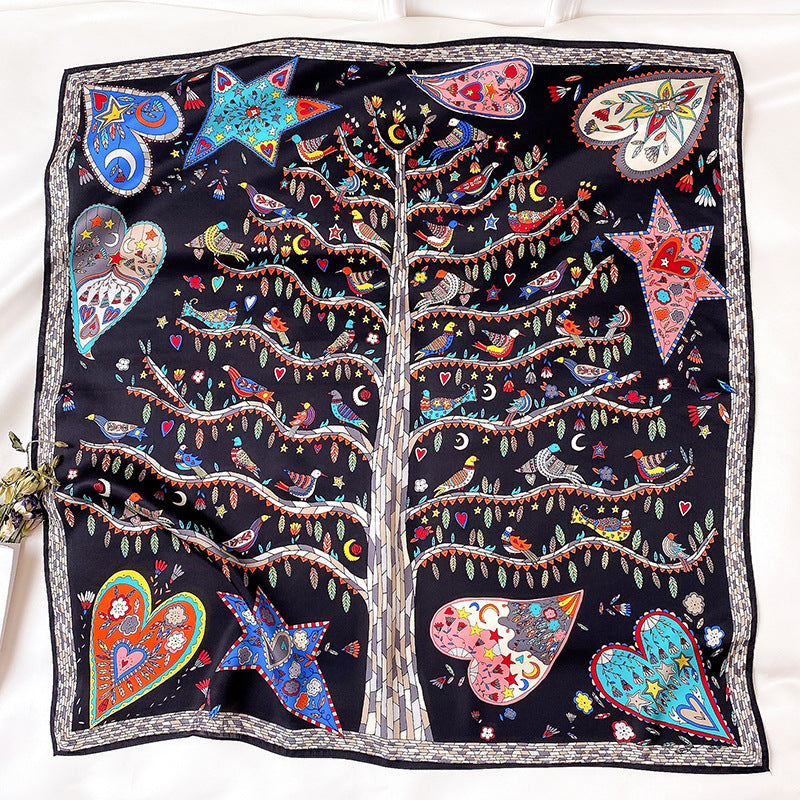 Korean printing fashion silk big scarf shawl