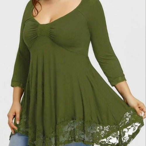Loose Milk Silk Women's Lace Stitching Dress