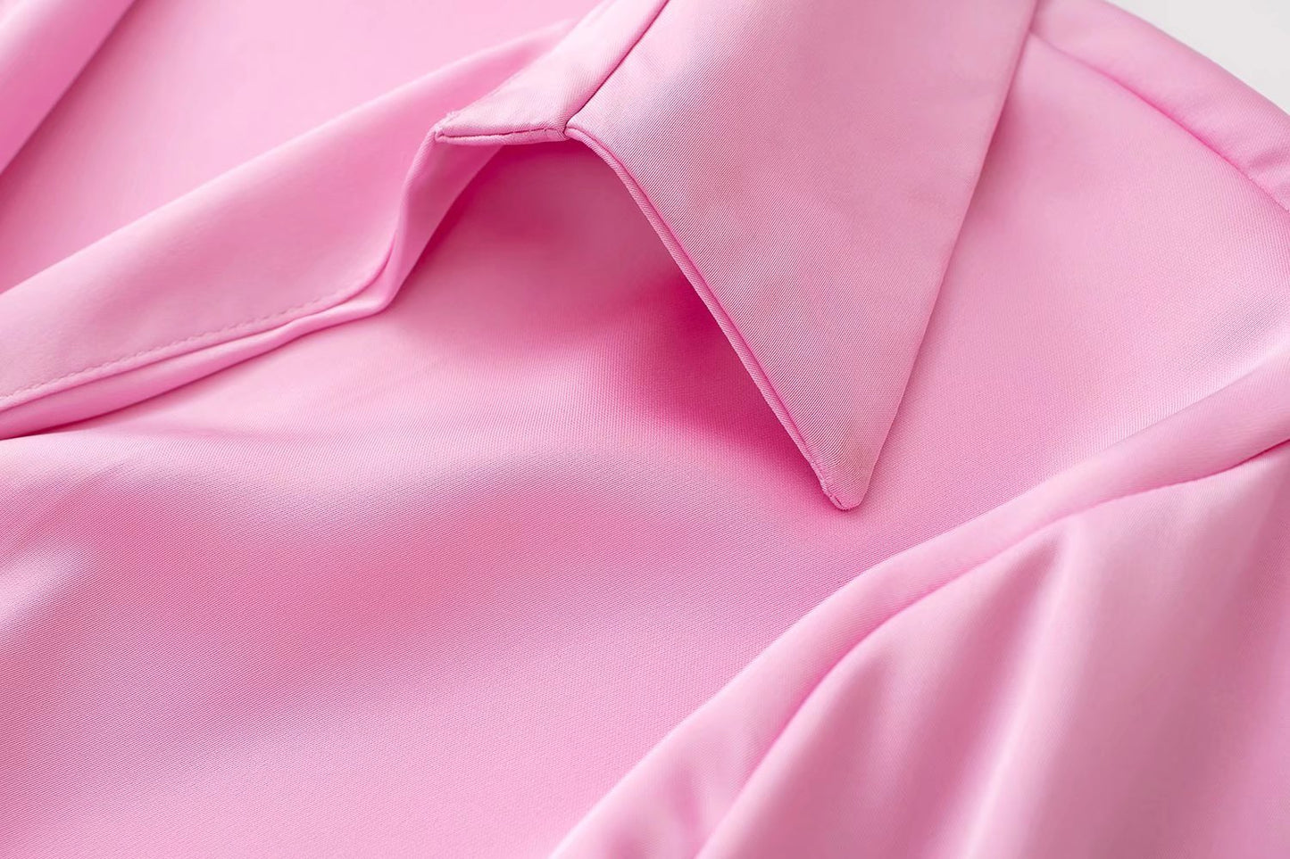 Women's Fashionable Temperament Pure Color Silk Satin Dress