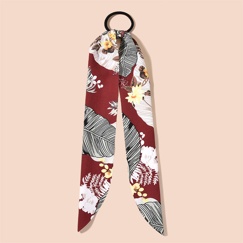 Ribbon silk cloth floral hair rope