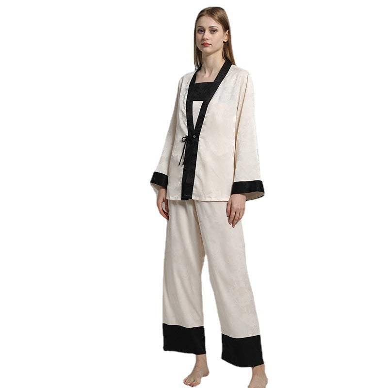 Women's Beige Cool Ice Silk Pajamas