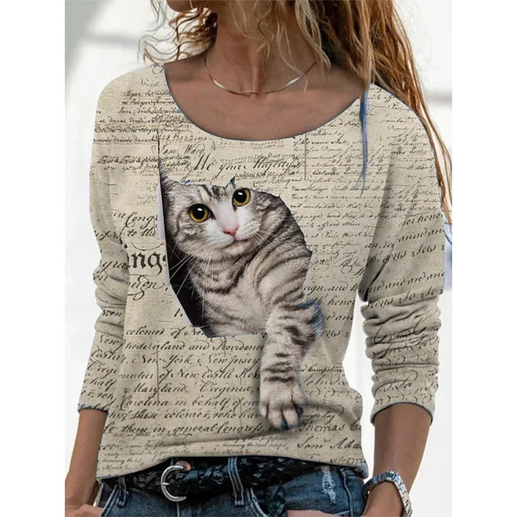 Women's Animal Pattern Long Sleeve T-shirt Women's Undercoat