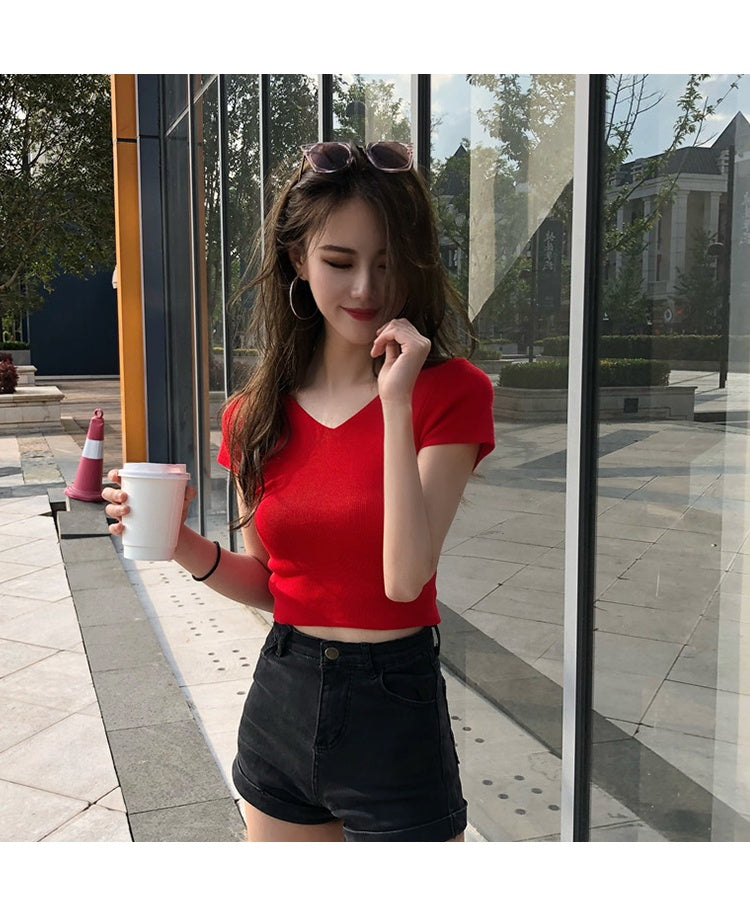 High waist ice silk tight top
