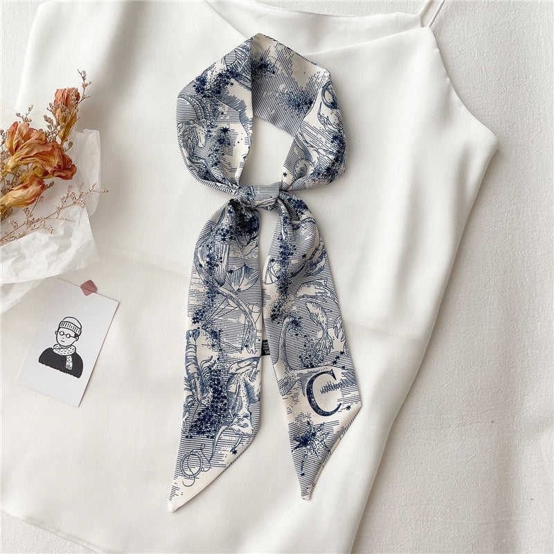 Women's Fashion Creative Letters Silk Scarf