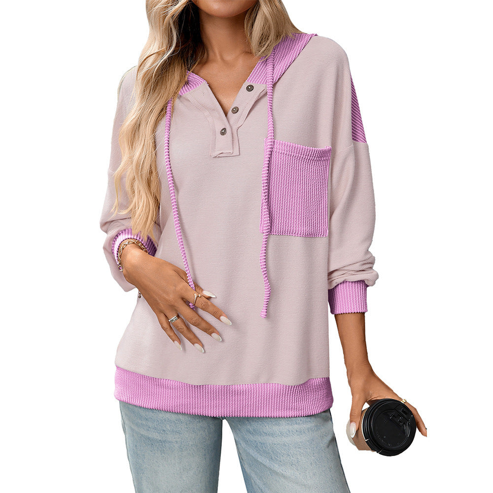 TwistAura Contrast Hooded Sweater