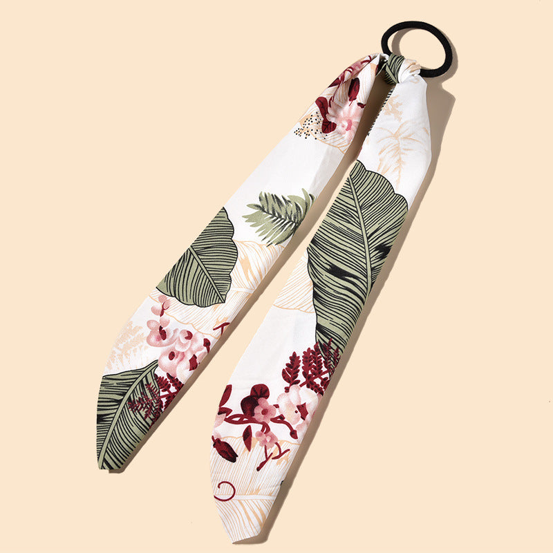 Ribbon silk cloth floral hair rope