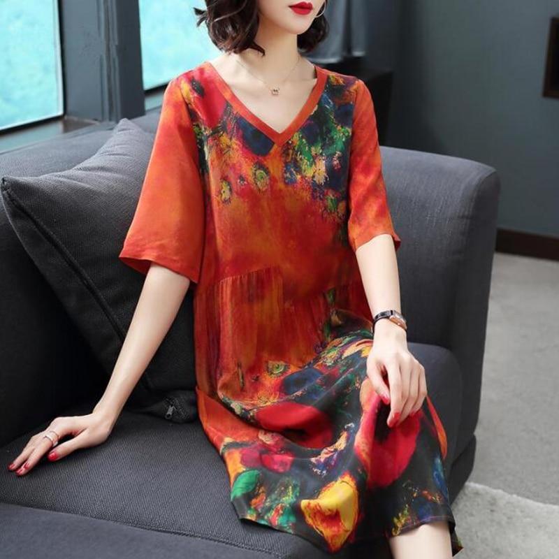 Printed silk dress