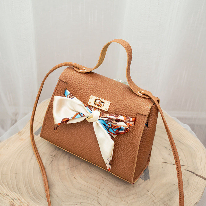 Litchi pattern shoulder bag silk scarf bag