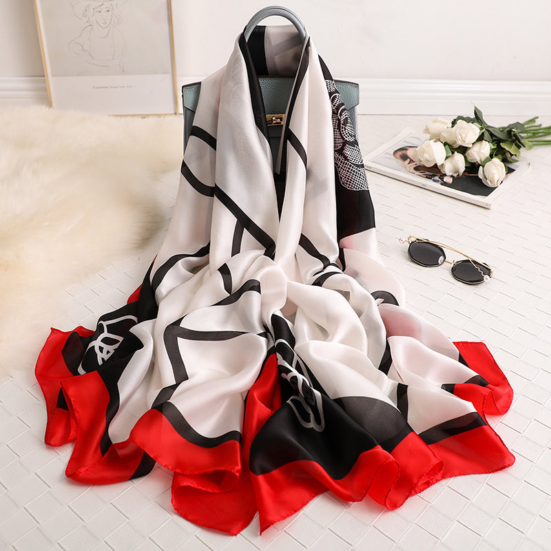 Fashionable Women's Simple Printed Thin Silk Scarf