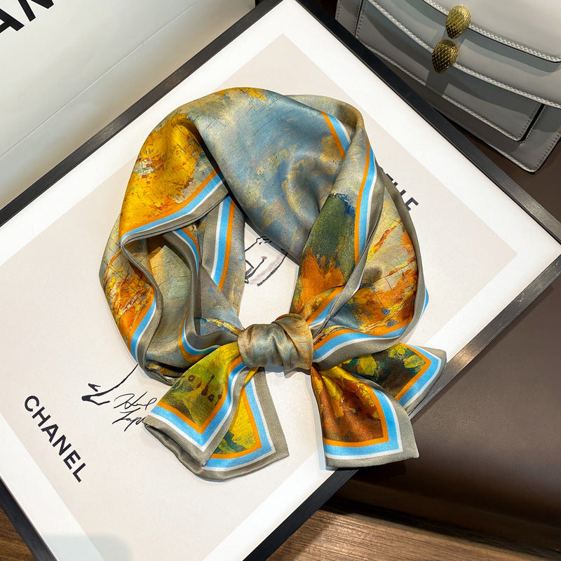 Ink Painting Boxer Small Silk Scarf Fashion Decoration