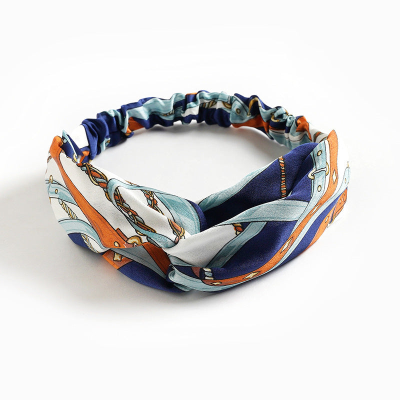 Silk and satin elastic cross hair hoop