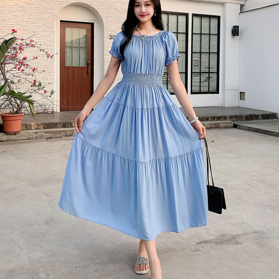 Off-neck Cotton Silk French Dress
