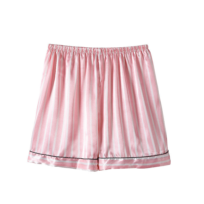 Short-sleeved home service suit striped silk