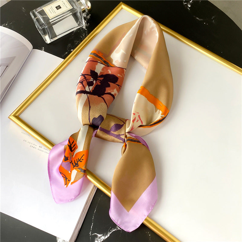 70x70cm leaf pattern silk scarf