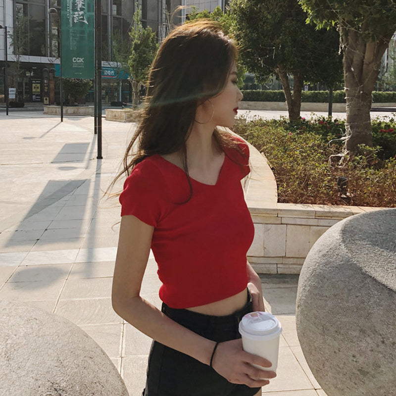 High waist ice silk tight top