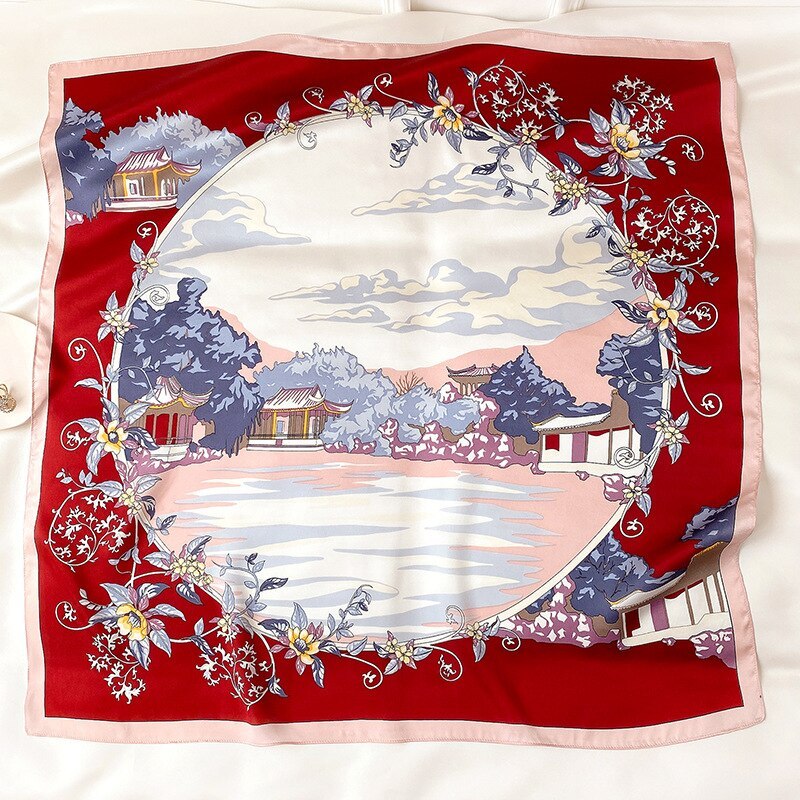 Korean printing fashion silk big scarf shawl