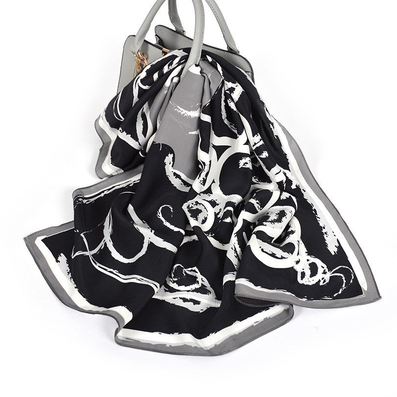 Wild Western Style Plain Crepe Satin Square Silk Scarf