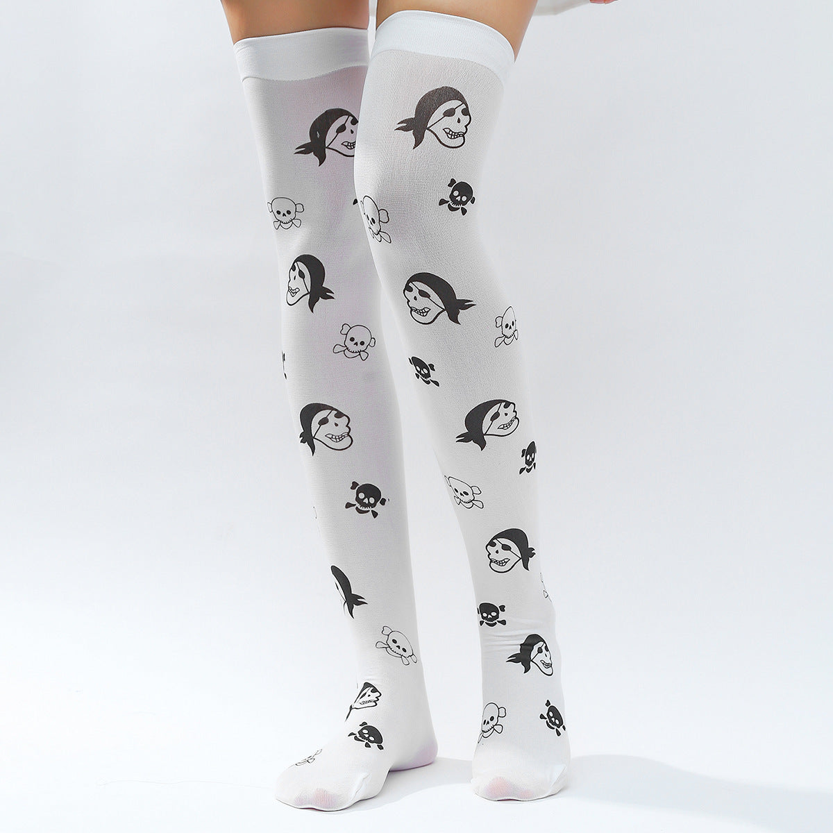 Black Silk Screen Foot Knee Socks