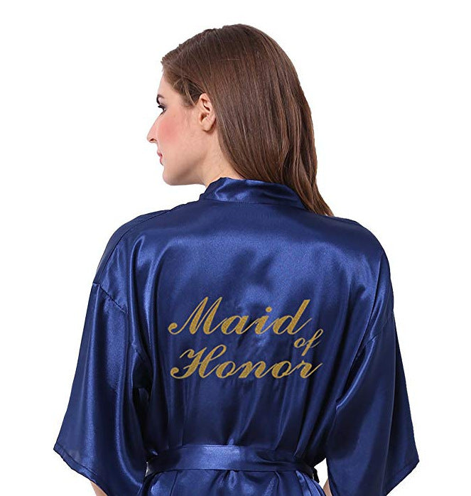Morning gown embroidered silk cardigan