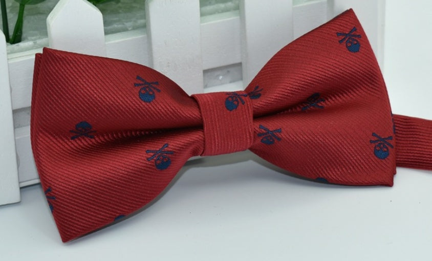 Men's Polyester Silk Bow Tie Skull Bowtie