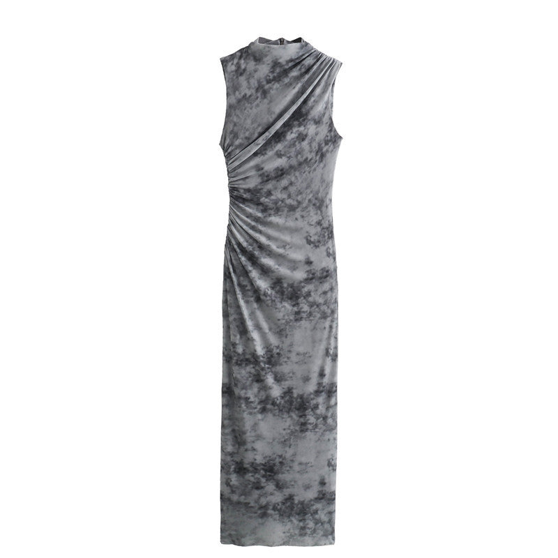 European And American Style Silk Net Printed Dress