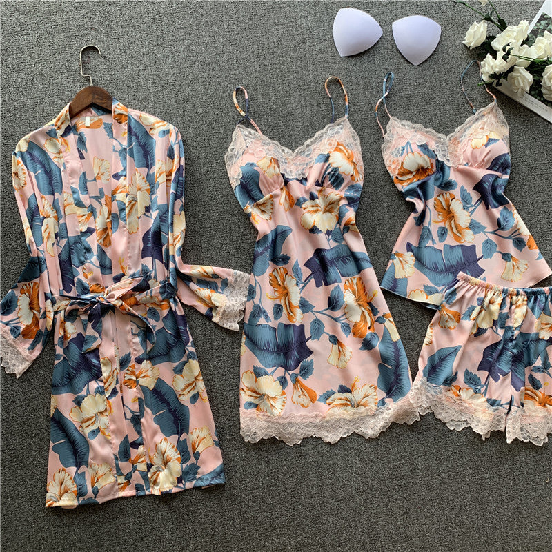 Silk sexy suspender nightdress