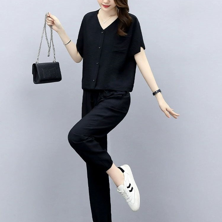 Élan Grace Cotton-Linen Co-Ord Set