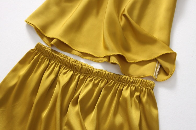 Two-piece Silk Pajamas Female Suspender Shorts