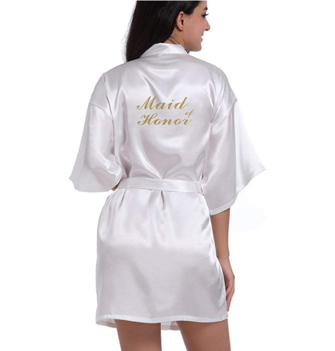 Morning gown embroidered silk cardigan