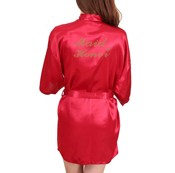Morning gown embroidered silk cardigan