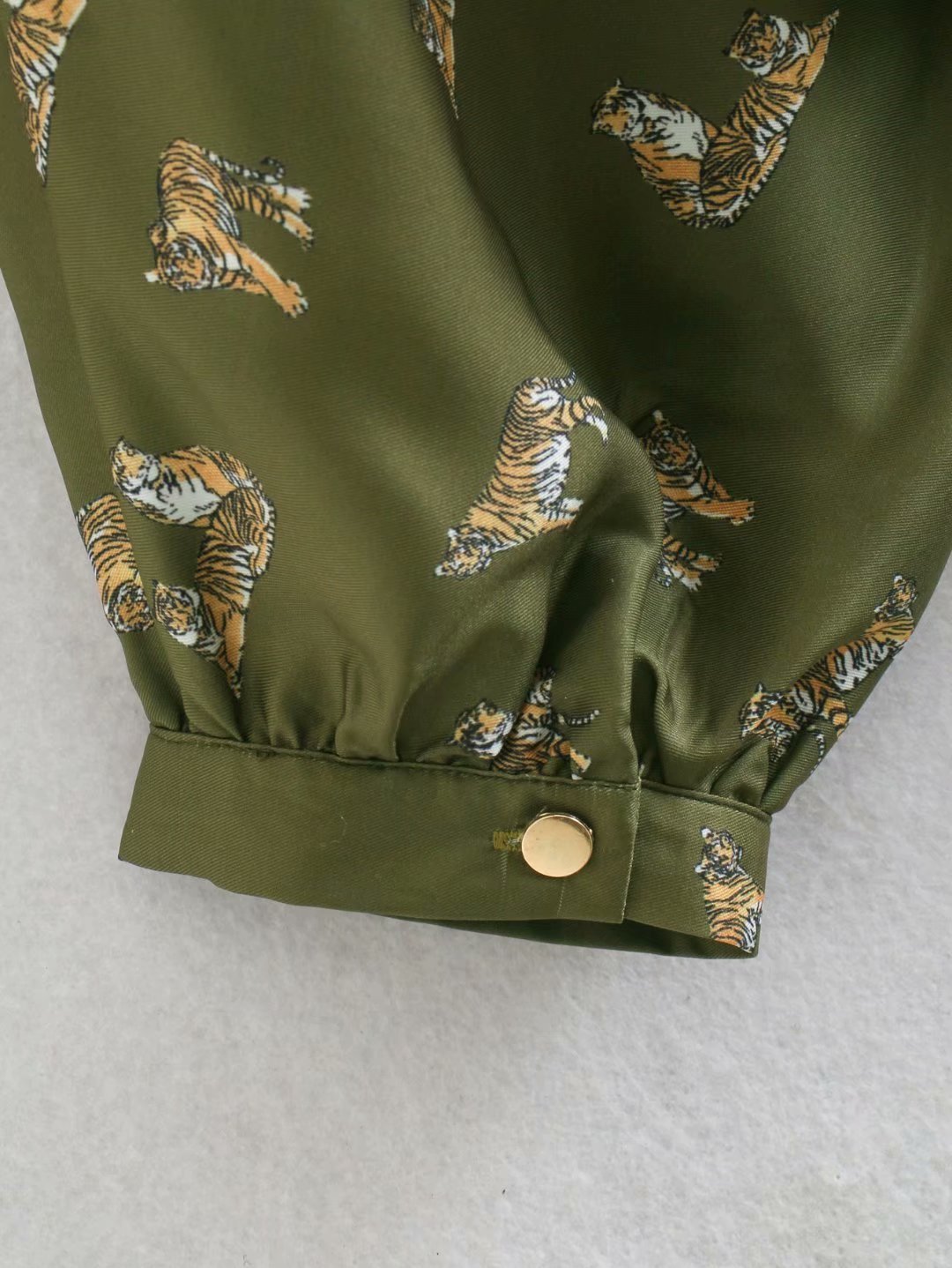 New Women's Silk Satin Texture Fashionable Printed Shirt Dress