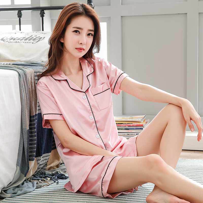 Silk Sweet Home Service Shorts Summer Cardigan Ladies Suit