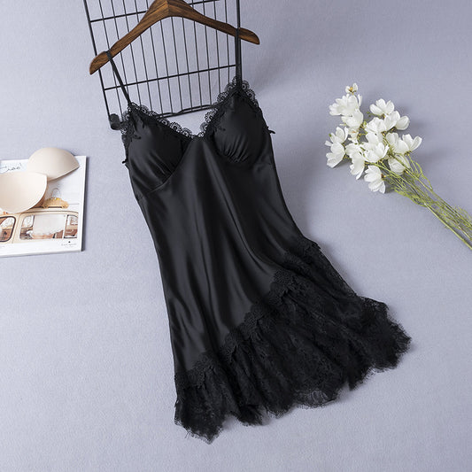 Sexy PajamasWomen Ice Silk Thin Suspender Nightdress