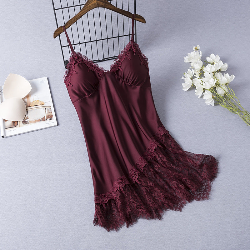 Sexy PajamasWomen Ice Silk Thin Suspender Nightdress