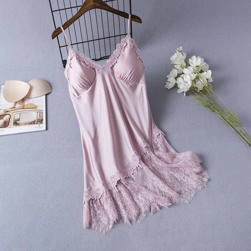 Sexy PajamasWomen Ice Silk Thin Suspender Nightdress