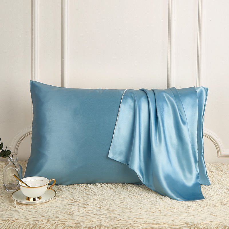 Silk Pillowcase Pure Color Silk Pillow Single Plain Color Pillow