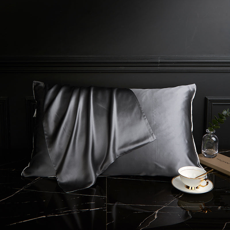 Silk Pillowcase Pure Color Silk Pillow Single Plain Color Pillow