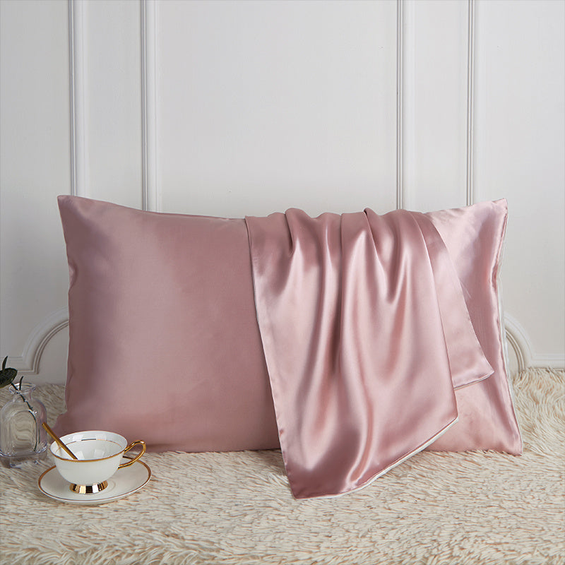 Silk Pillowcase Pure Color Silk Pillow Single Plain Color Pillow