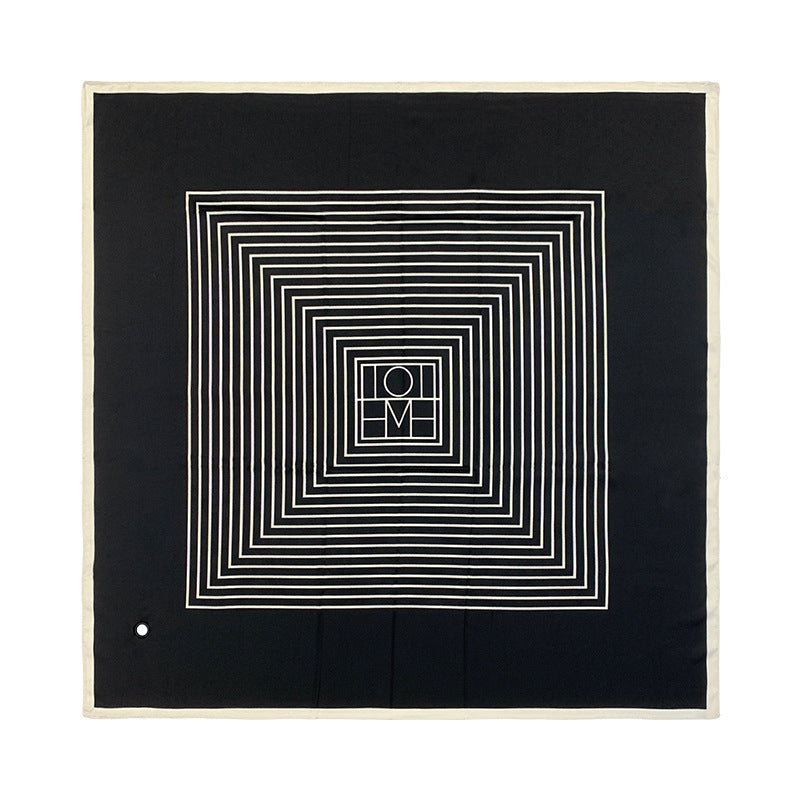 Multifunctional Geometric Stripe Printing Imitation Silk Scarf
