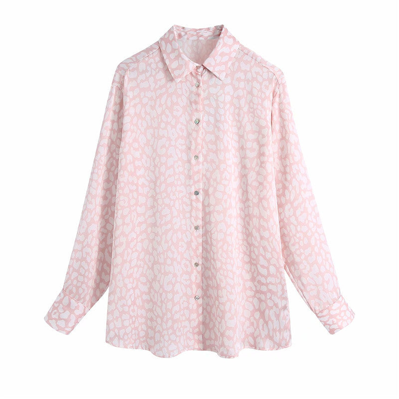 Lapel Long-Sleeved Single-Breasted Silk Shirt Women