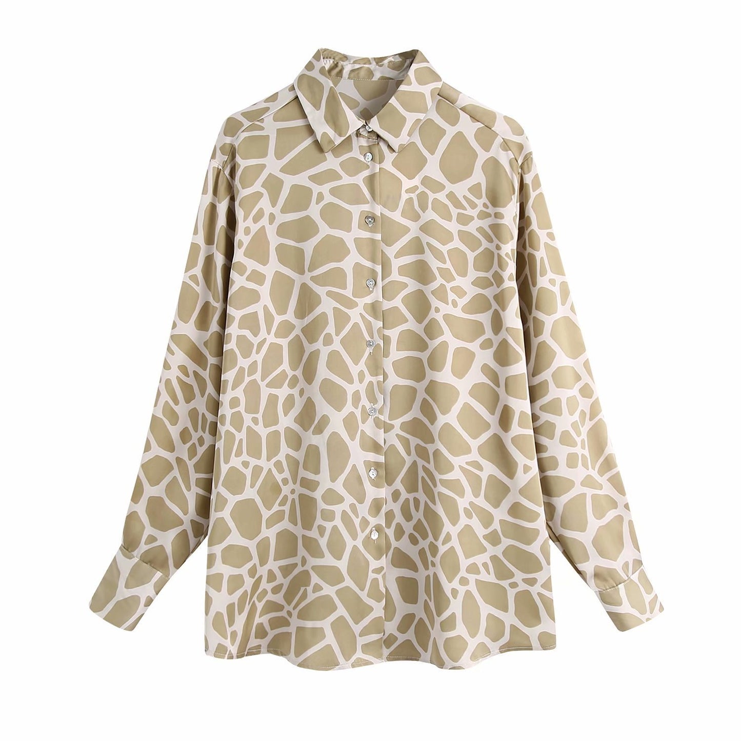 Lapel Long-Sleeved Single-Breasted Silk Shirt Women