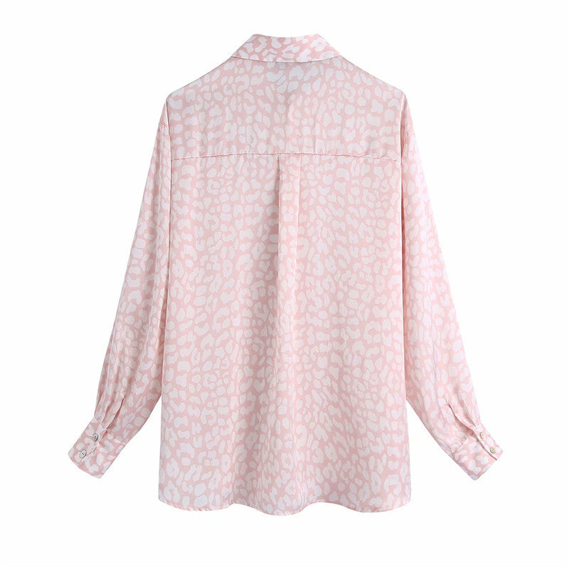 Lapel Long-Sleeved Single-Breasted Silk Shirt Women