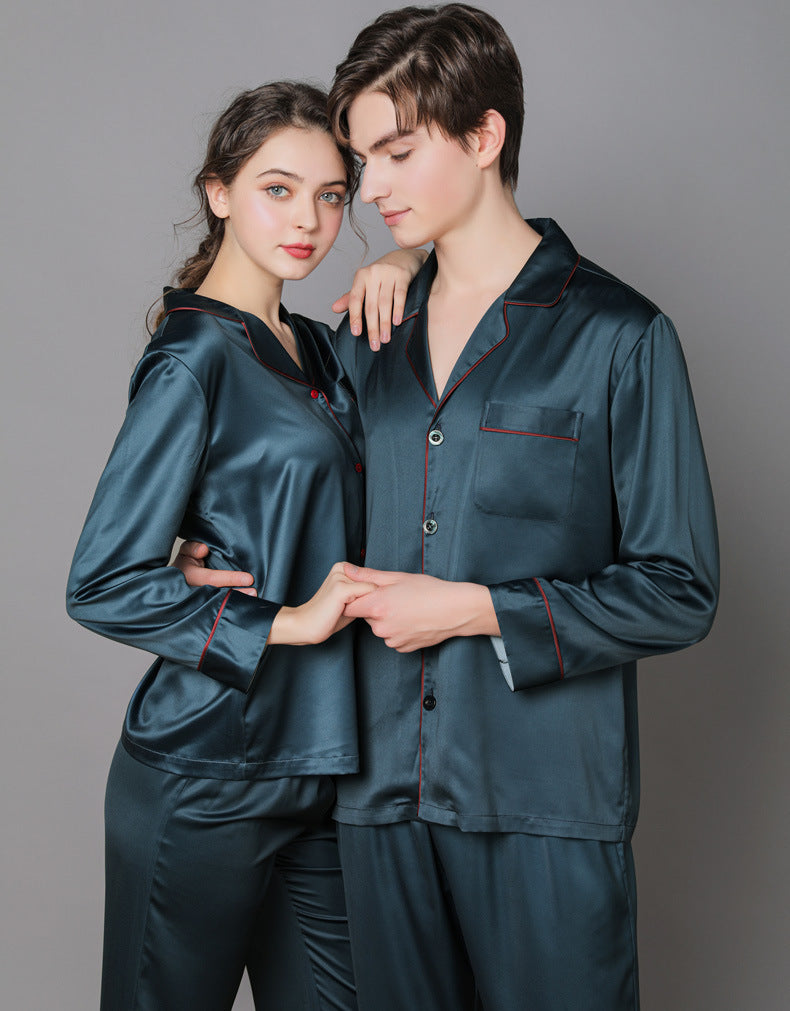 Silk Couple Pajamas And Home Wear Long-Sleeved Suit
