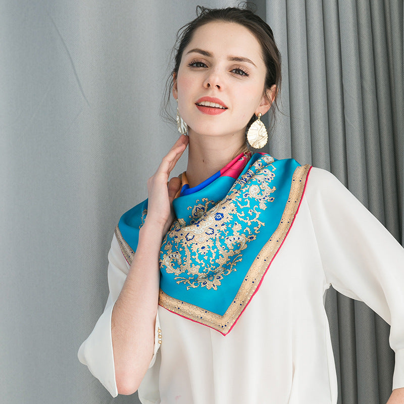 New Silk Scarf, Silk Four Color Cashew Nut Silk Square ScarfSilk Shawl Silk Shawl