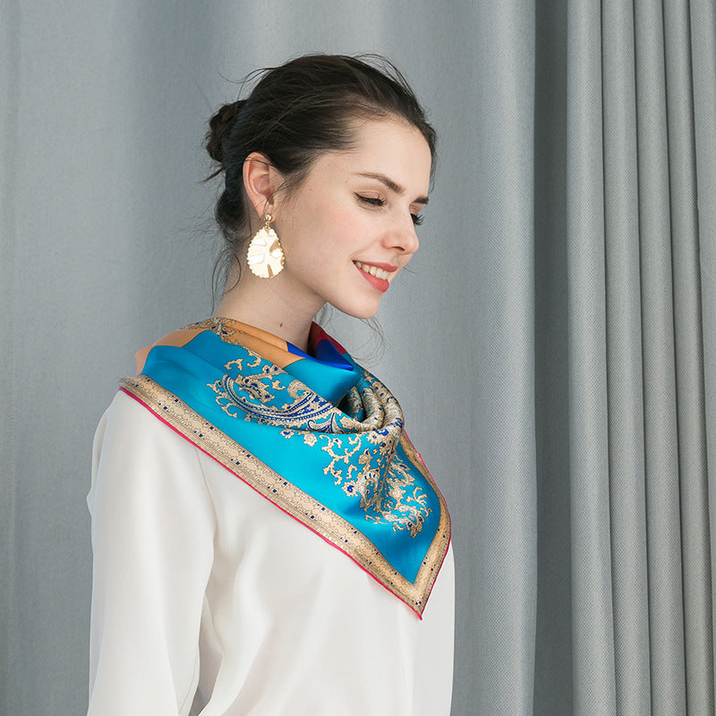 New Silk Scarf, Silk Four Color Cashew Nut Silk Square ScarfSilk Shawl Silk Shawl