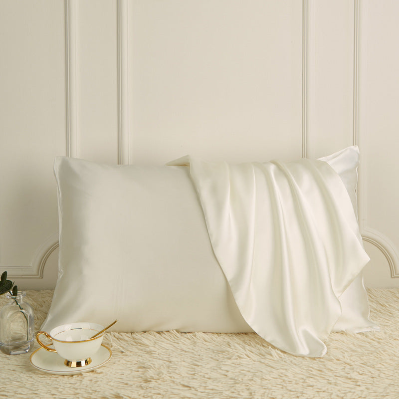 Silk Pillowcase Pure Color Silk Pillow Single Plain Color Pillow