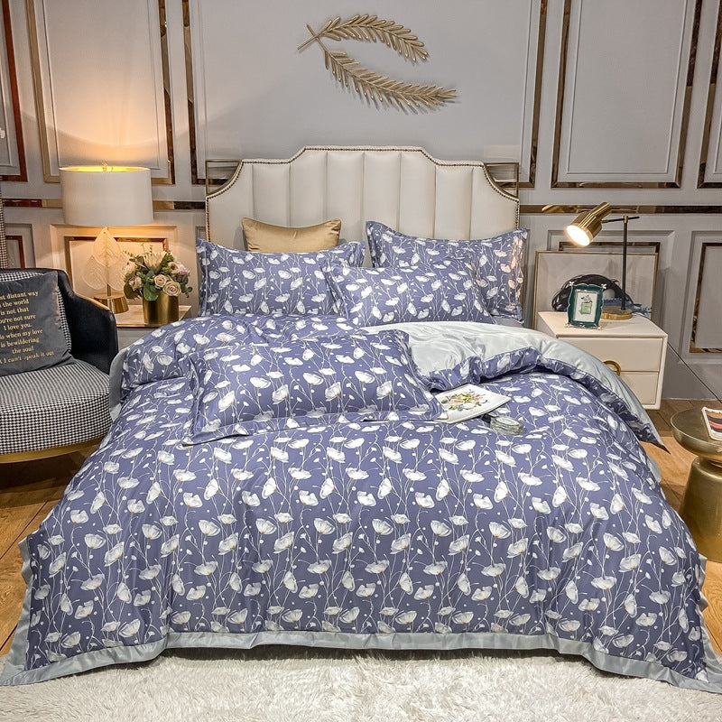 Sky Silk Washed Silk Printed Four piece Set Spring Summer Ice Silky Silky Bedding Gift