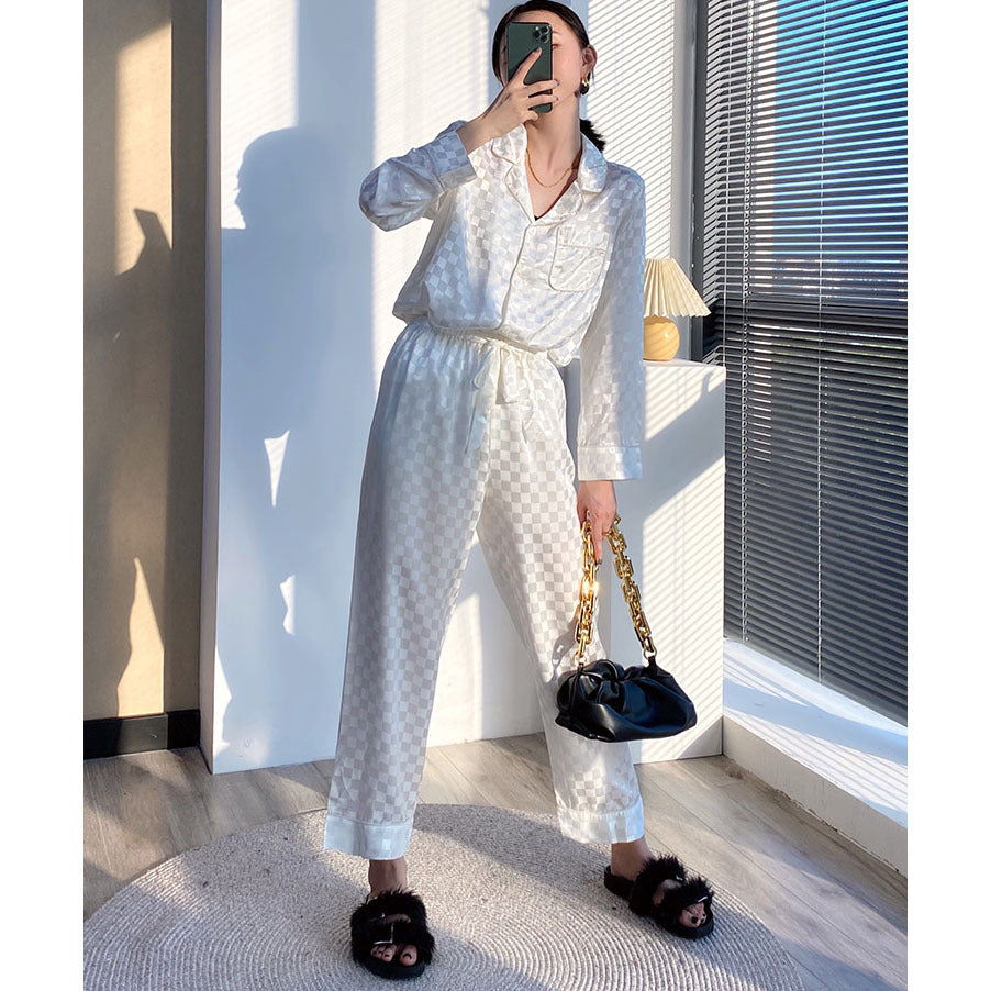 Plaid Silk Ice Silk Season Can Be Worn Outside Home Service Suits