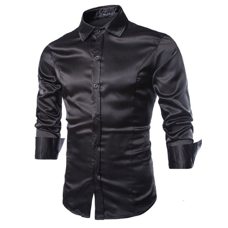 Korean Style Silk Shiny Casual Shirt