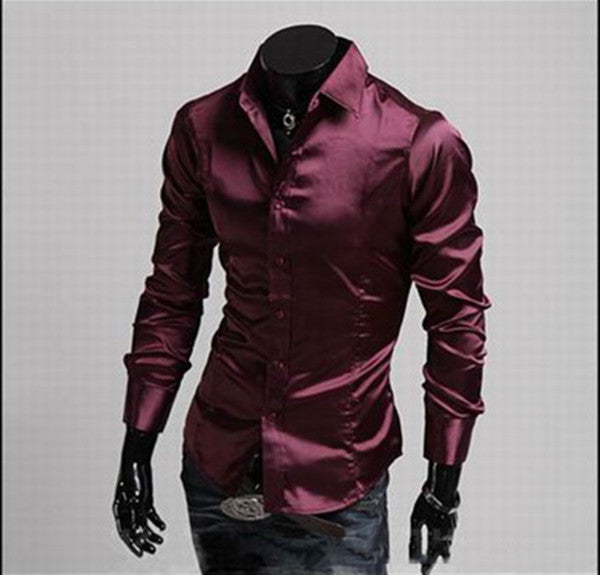 Korean Style Silk Shiny Casual Shirt